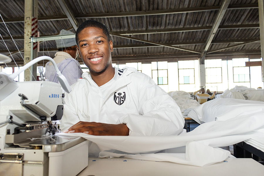 Fabric being made
