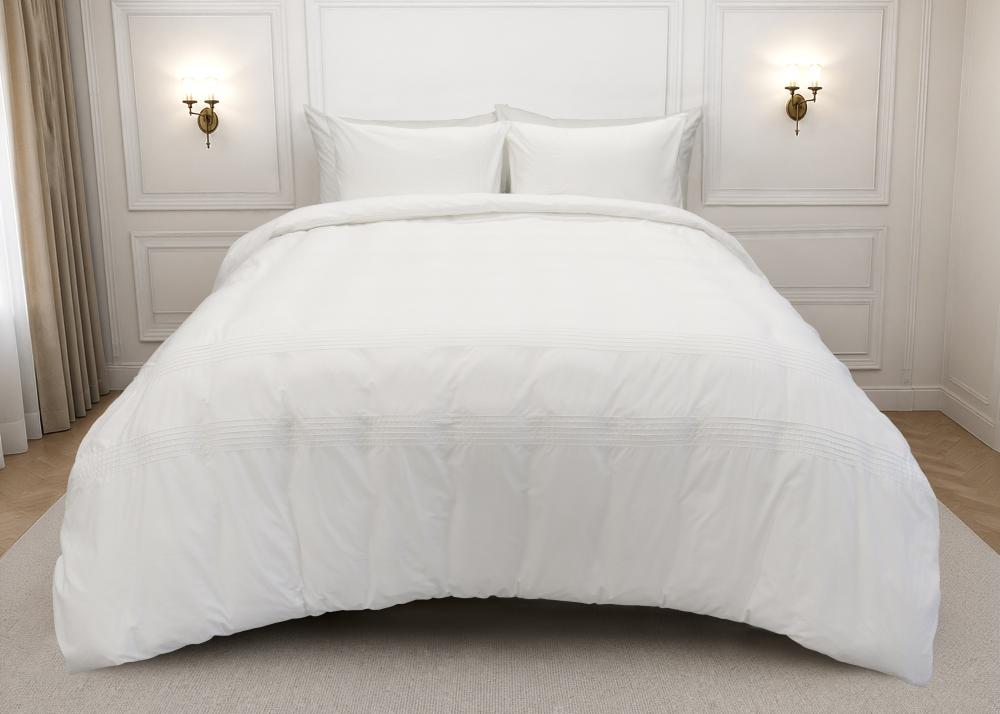 Egyptian Cotton 300TC White Pintuck Duvet Cover Set
